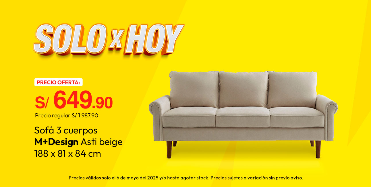 Sofá 3 Cuerpos M+Design Asti Beige 188x81x84cm