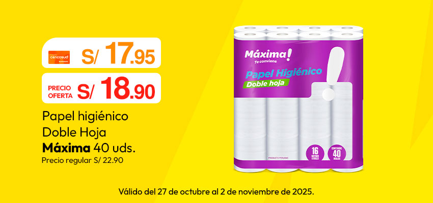 Papel Higiénico Doble Hoja Máxima 40un