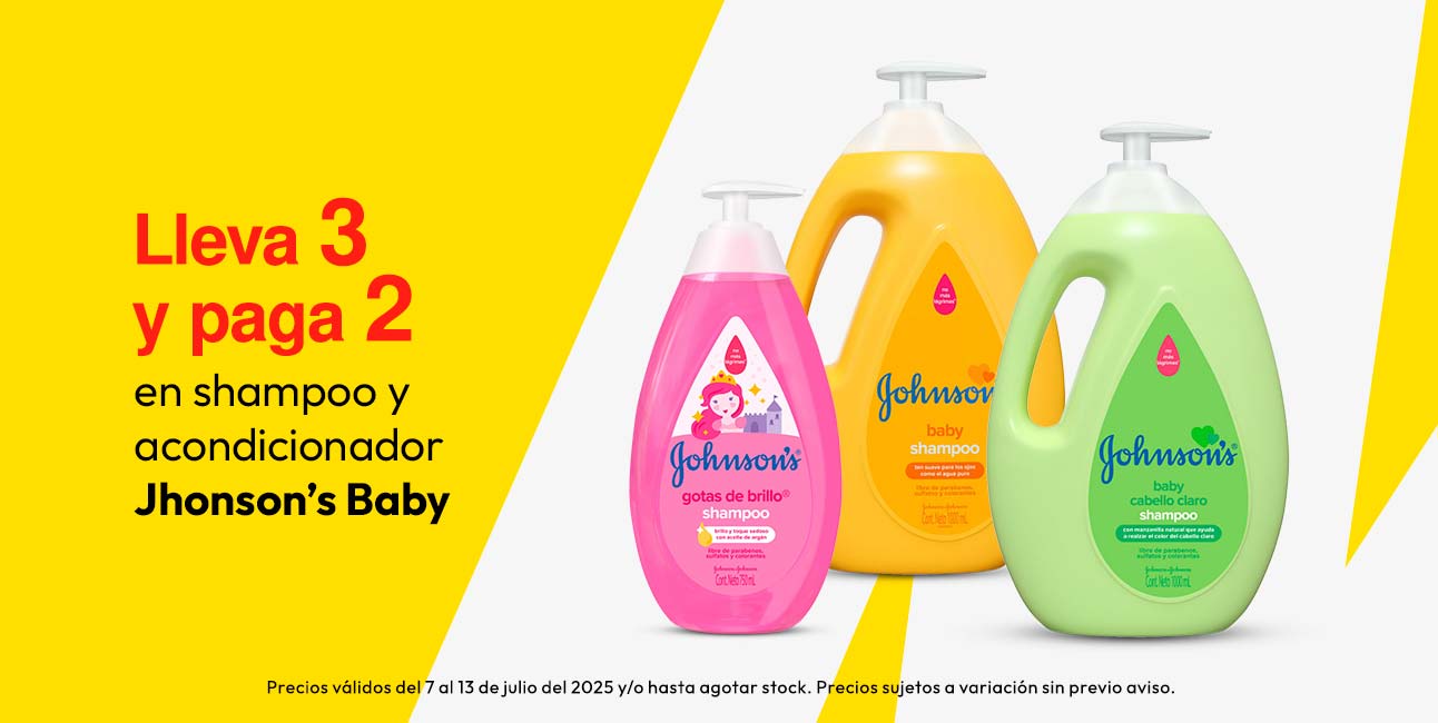 Lleva 3 y paga 2 en Shampoo y Acondicionador Jhonson Baby