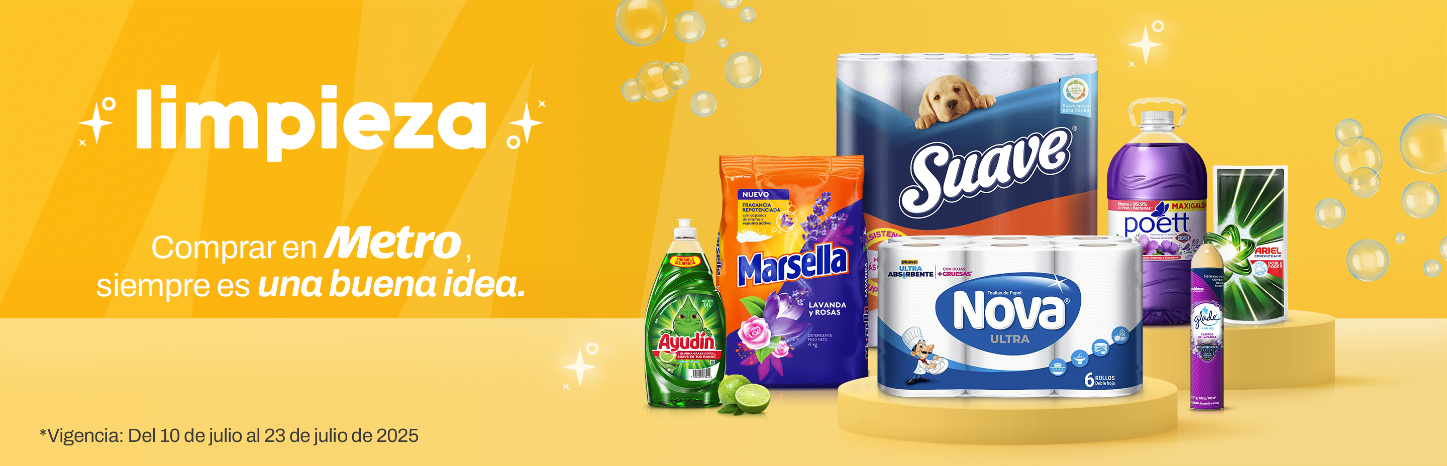 Por la compra de detergente Sapolio o Marsella desde 2 Kg. / L llévate un lavavajillas Sapolio x 1.25 ml a 9.90