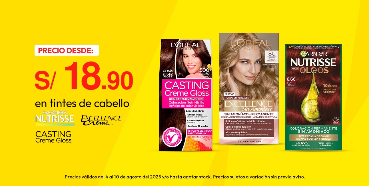Desde 18,9 en tintes de cabello Nutrisse, Excellence y Casting