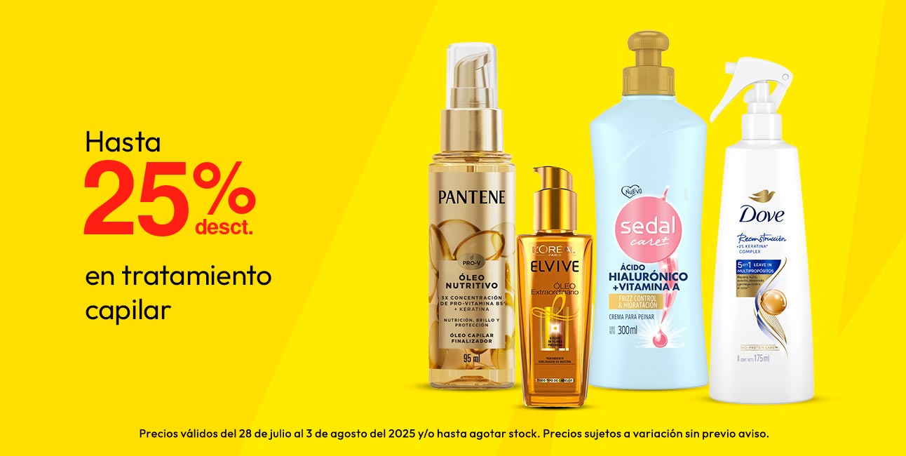 Hasta 25% desct en tratamiento capilar 
