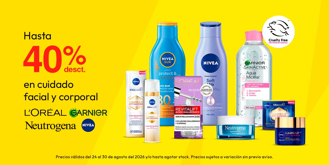 Hasta 40% desct en cuidado facial y corporal