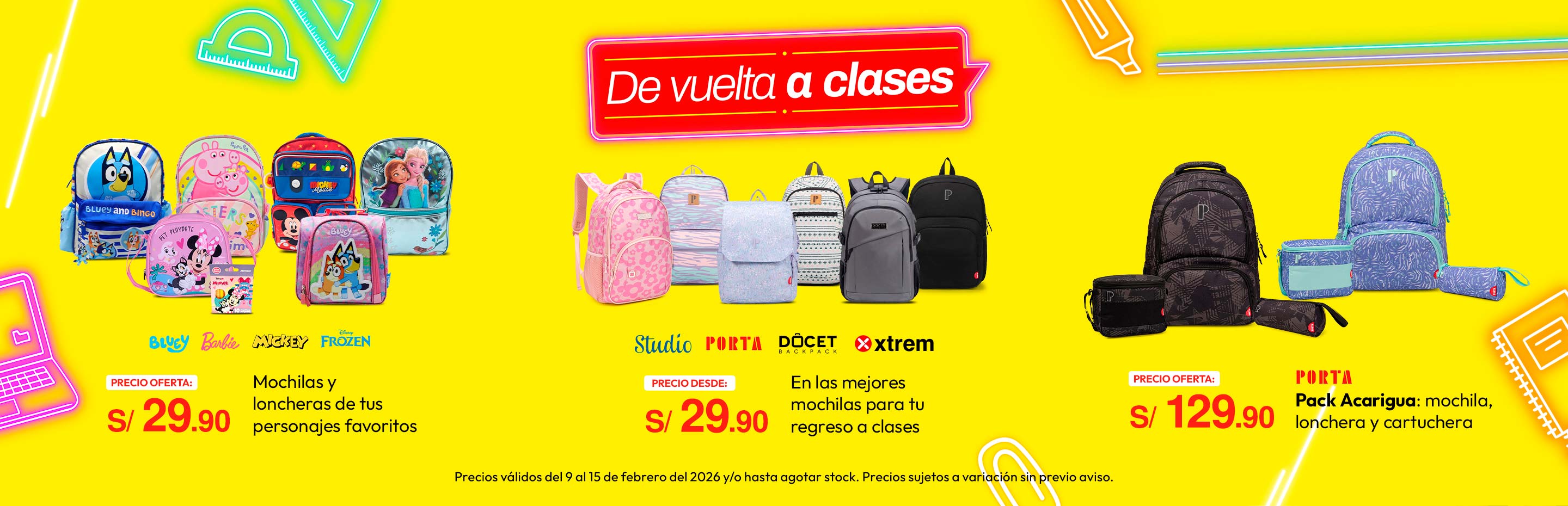 Mochilas y loncheras de tus personajes favoritos S/29.90