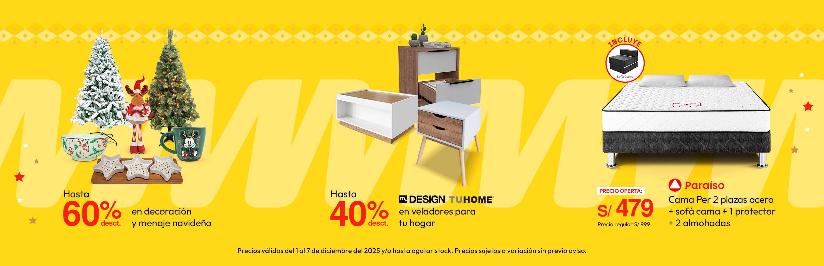 Hasta 60% de dscto. en decoración y menaje navideño