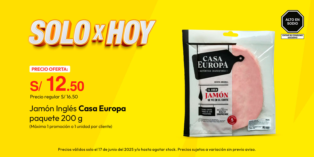 Jamón Inglés Casa Europa Paquete 200 g (Máximo 1 unidad o 1 promoción por cliente)