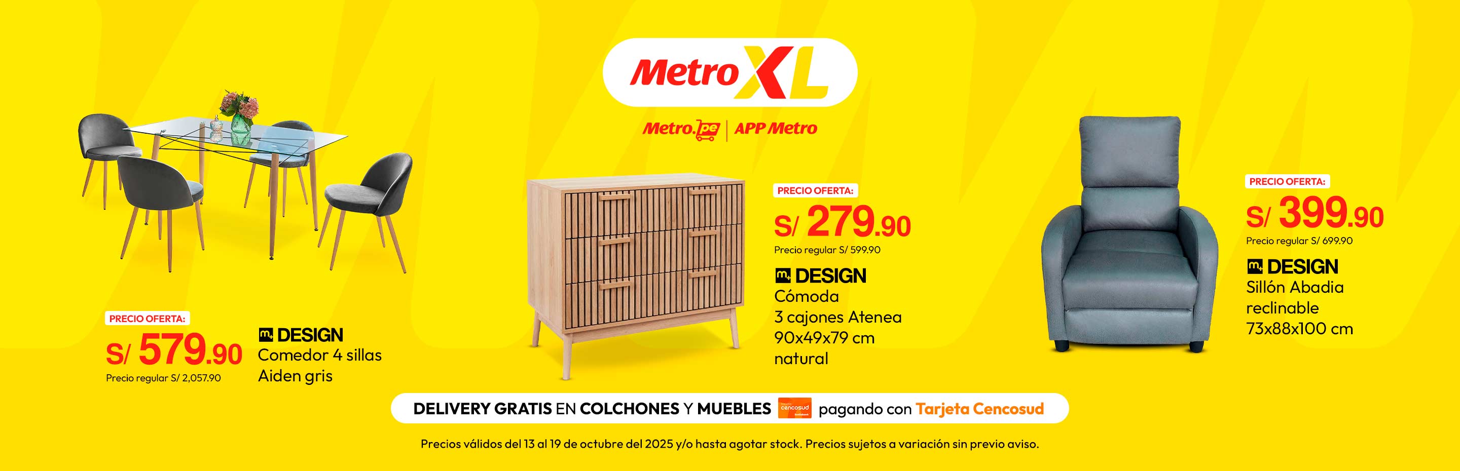 Comedor M+Design 4 Sillas Aiden Gris