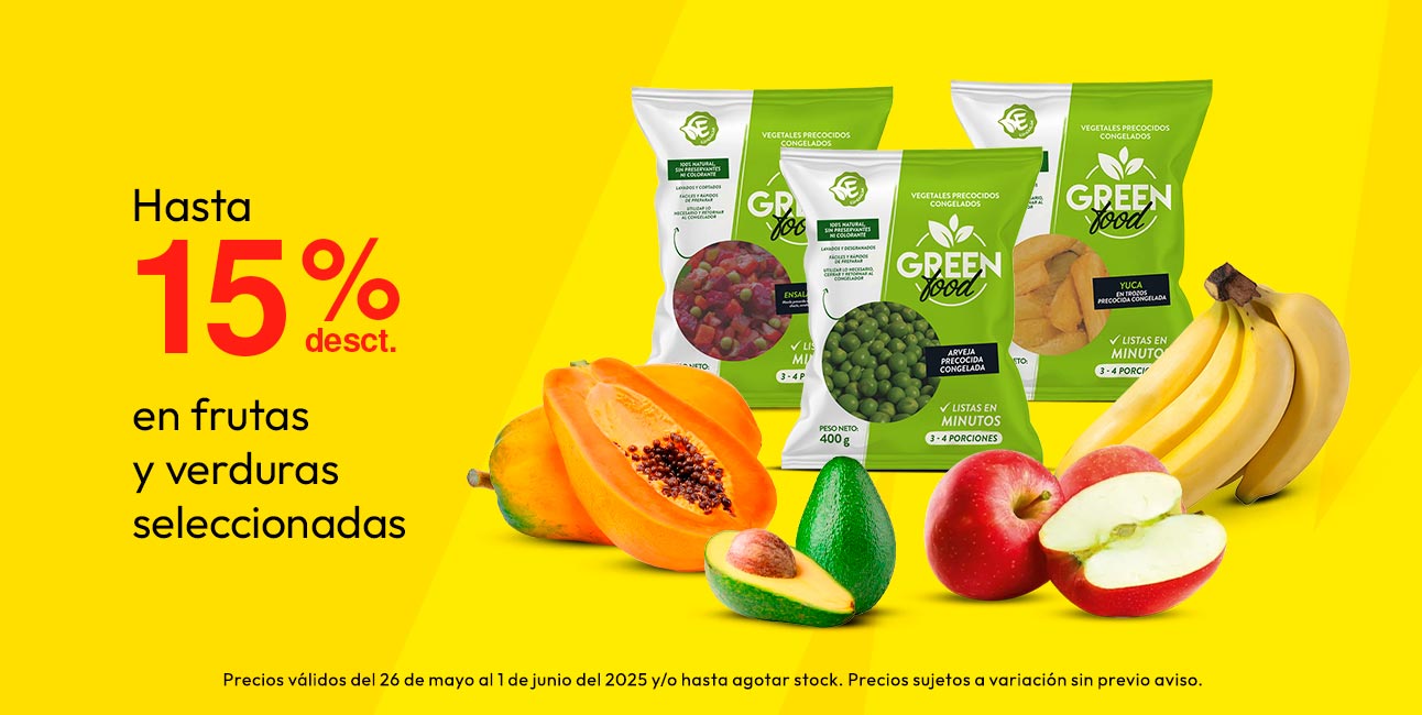 Hasta 15% de desct. En frutas y verduras seleccionadas.
