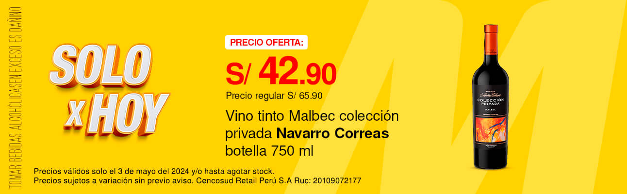 Vino Tinto Malbec Colección Privada Navarro Correas Botella 750ml