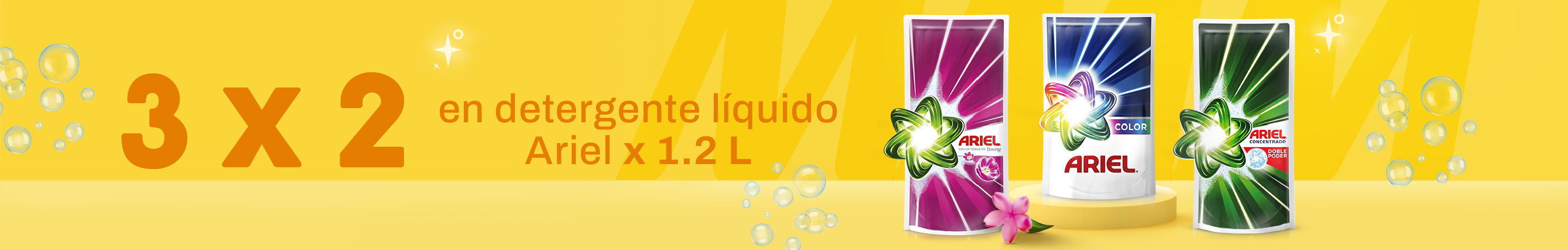 3X2 en Detergente líquido Ariel x 1.2 L