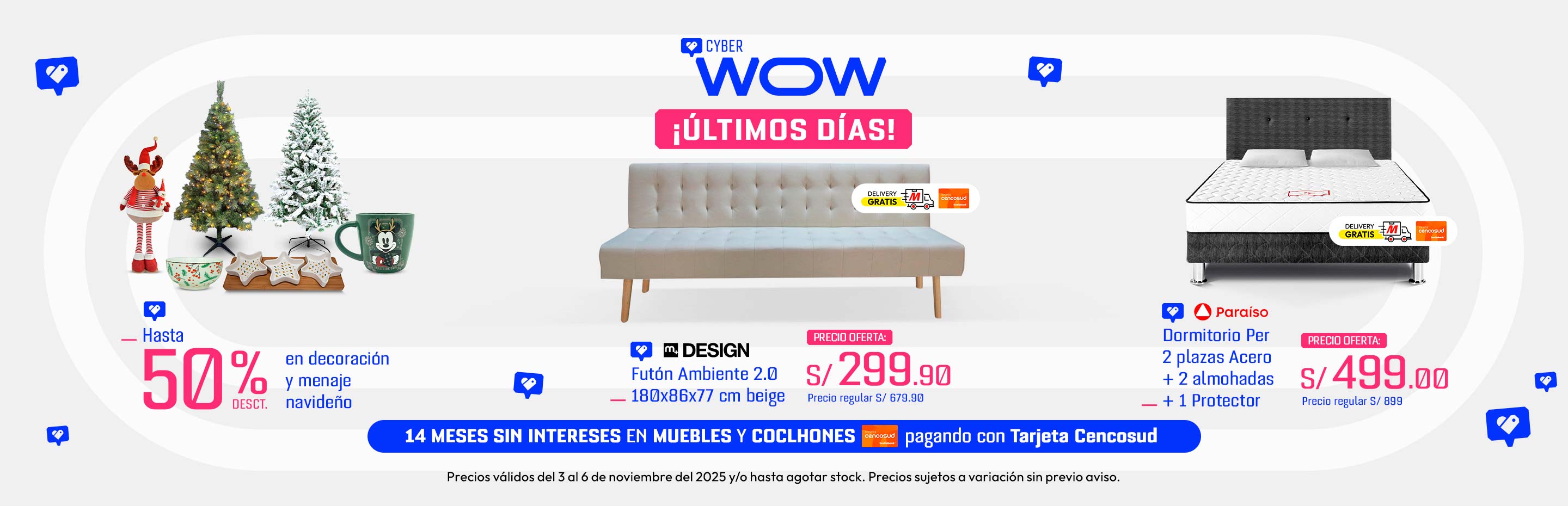 Hasta 40% de dscto. en decoración y menaje navideño