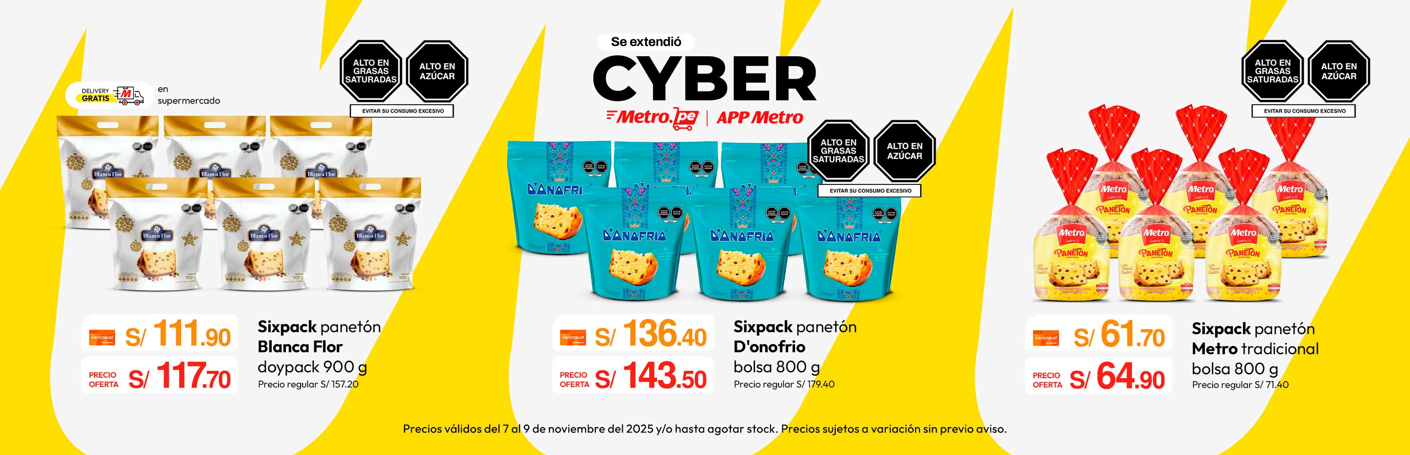 Sixpack Panetón Blanca Flor Doypack 900g + Delivery Gratis en Supermercado