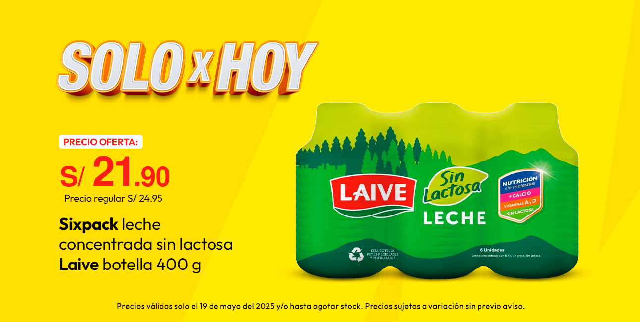 Sixpack Leche Concentrada Sin Lactosa Laive Botella 400g