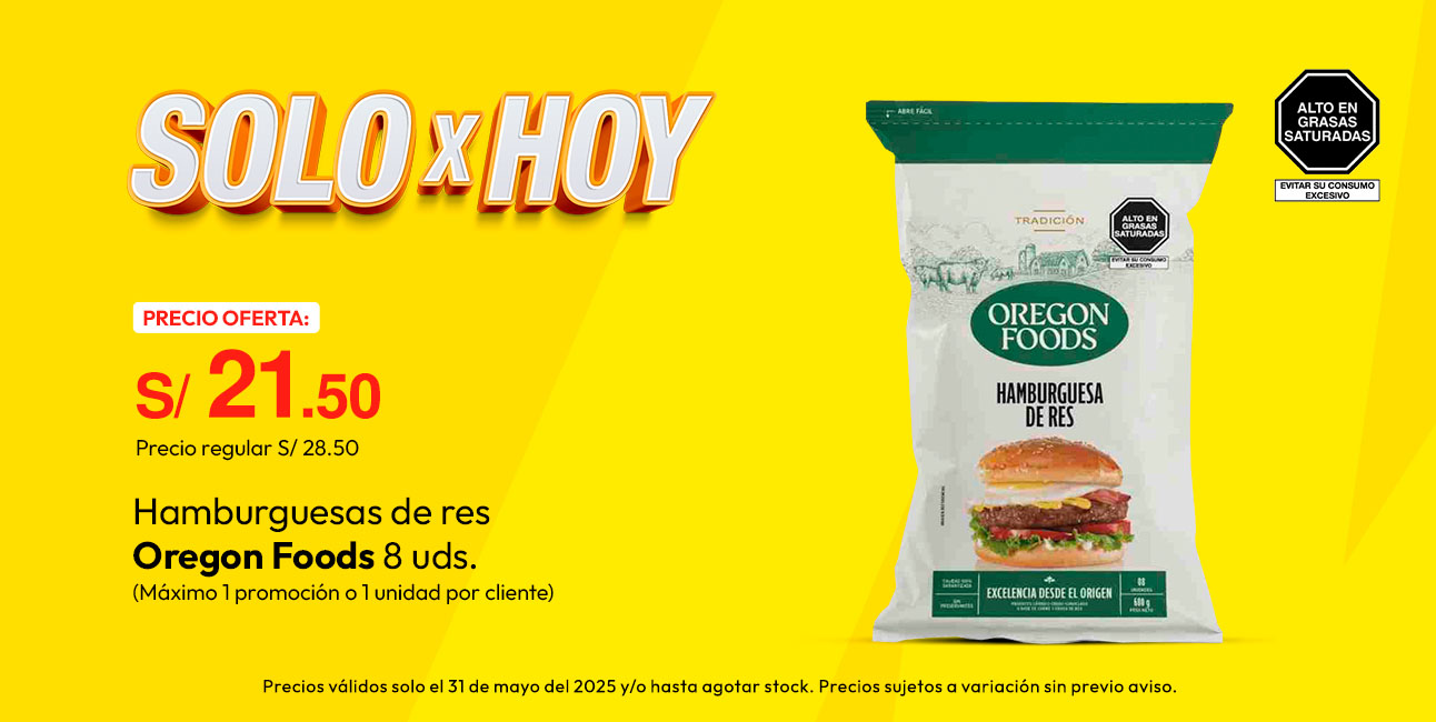 Hamburguesas de Res Oregon Foods 8un (Máximo 1 promoción o 1 unidad por cliente)