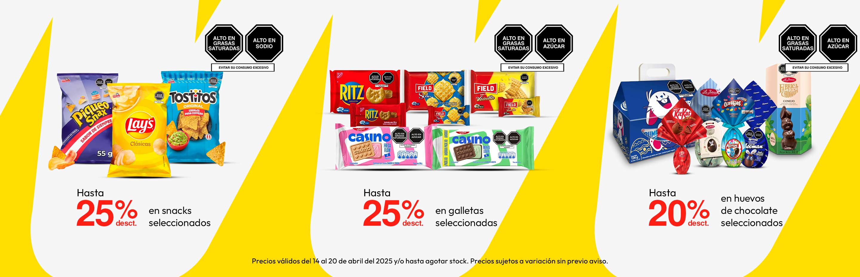 Hasta 25% desct. en Snacks seleccionados